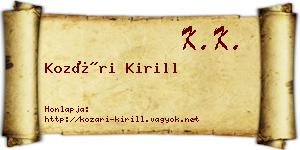 Kozári Kirill névjegykártya